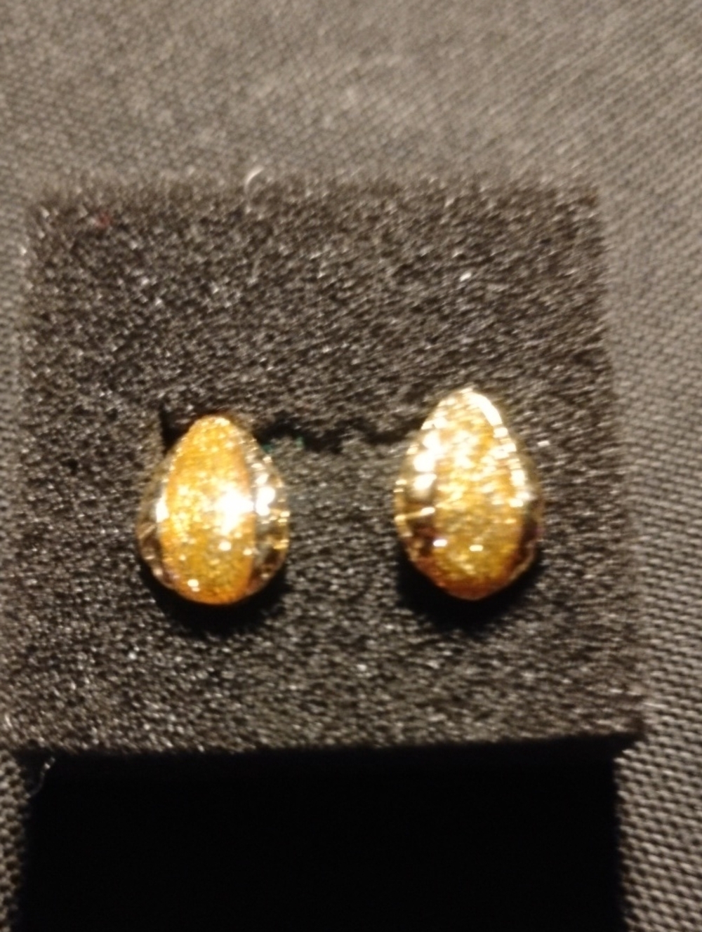 Gold Teardrop Glitter Stud Earrings for Women
